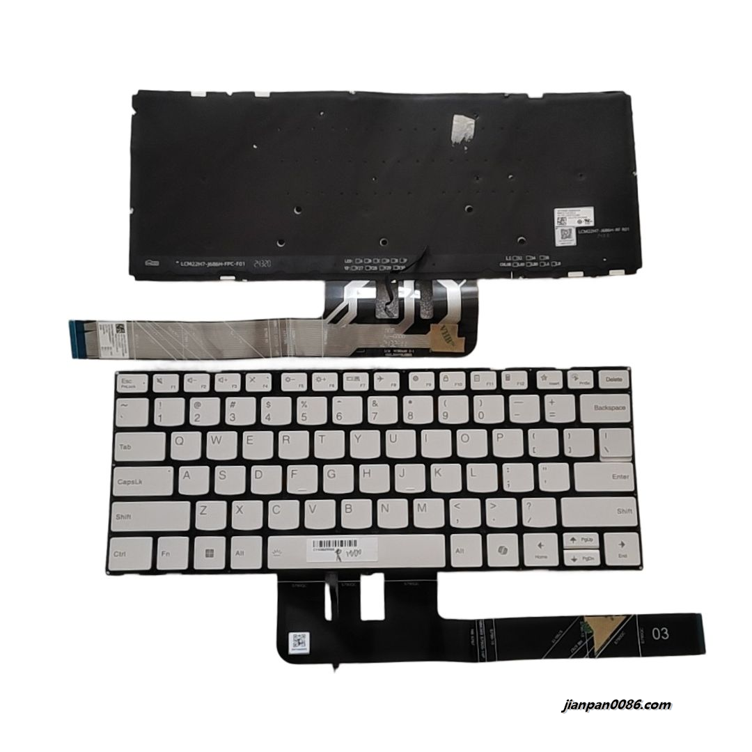 Picture of Original New US Language For Lenovo Yoga Slim 7 Backlight White Laptop Keyboard LCM22H73USJ686H SN21P46286 S401