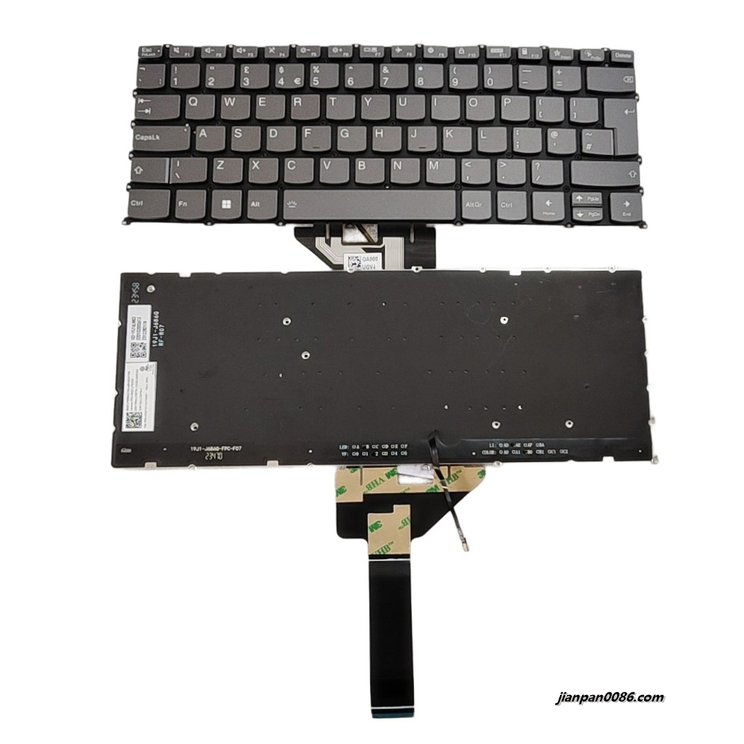 Picture of Original New UK Layout  For Lenovo Xiaoxin Pro14 Grey Backlight Laptop Keyboard LCM19J16GBJ686QW SN21J76354 S074