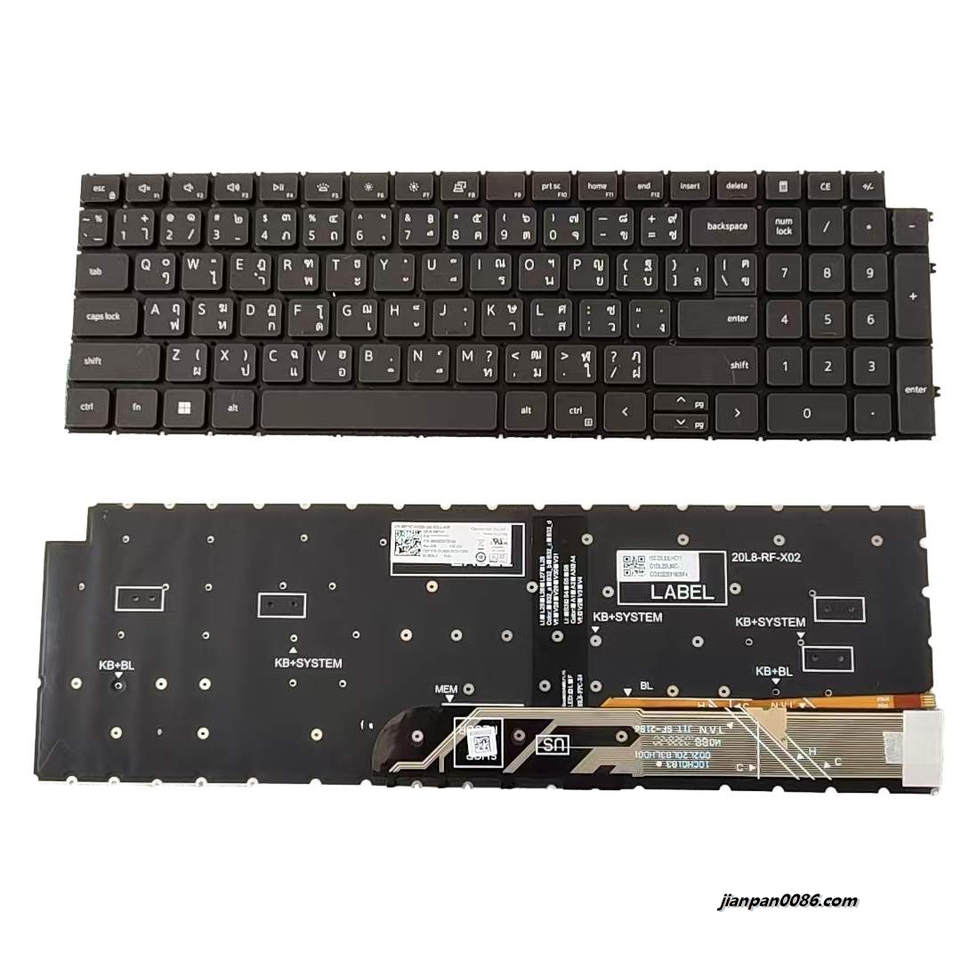 Picture of Original New Thailand Language For Dell 3520 7590 Black Backlight Laptop Keyboard DLM20L83T0J728W  DP/N:090Y47 S415