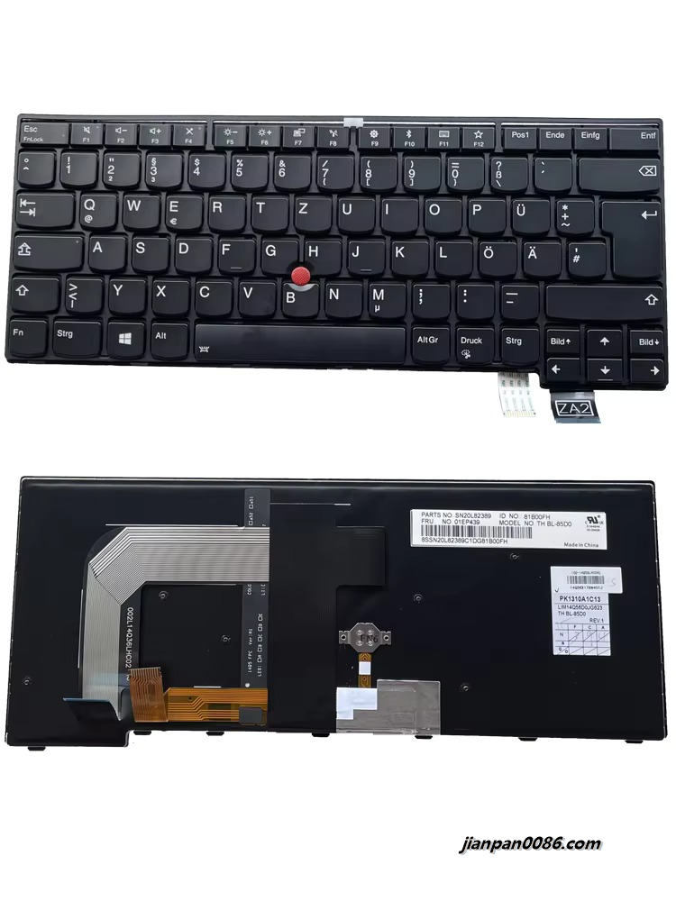 Picture of Original New Germany Language For Lenovo Thinkpad T460P T470P Backlit Laptop Keyboard SN20L82349 8PE548