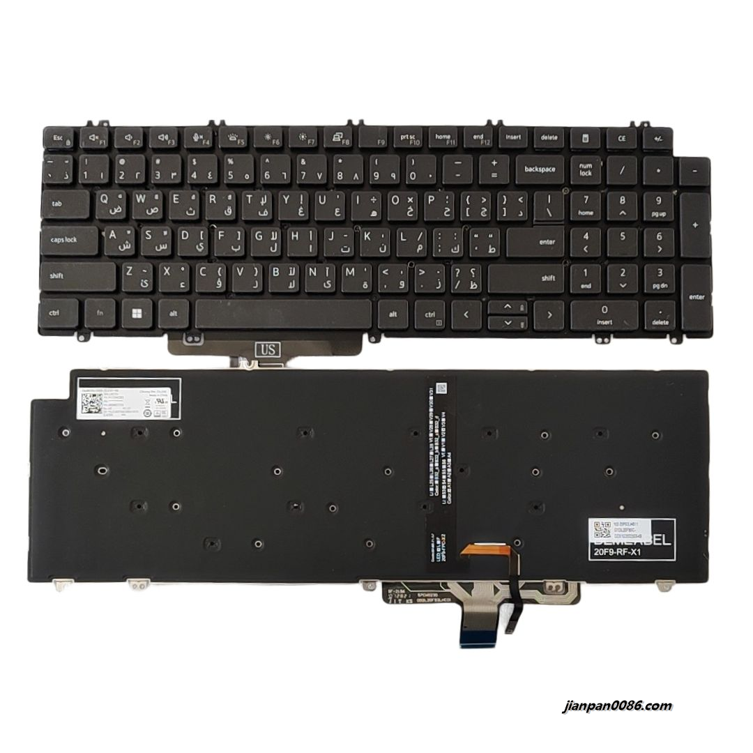 Picture of Original New Arabic Language For Dell 5520 5530 Black Backlight Laptop Keyboard DLM20F93A0J698W PK133MM2B02 DP/N:0RD7GV S418