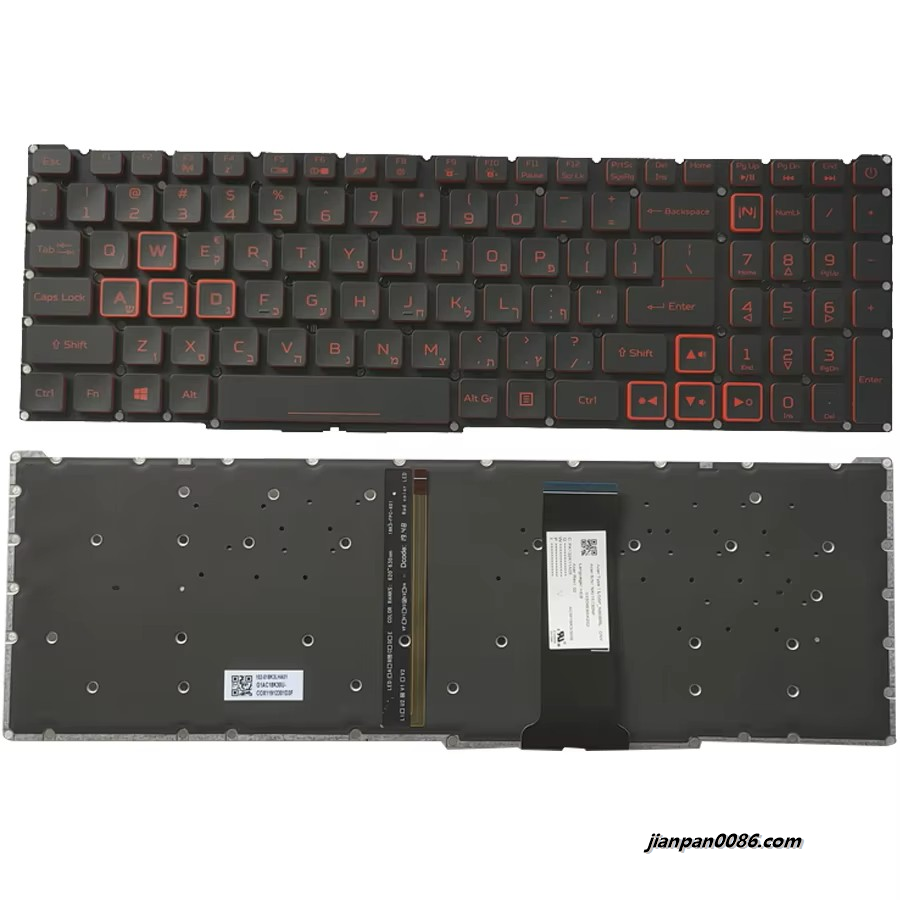 Picture of Oraginal New Hebrew Language For Acer Nitro AN515 Backlit Laptop Keyboard PK132K11A05 LG5P-N90BRL