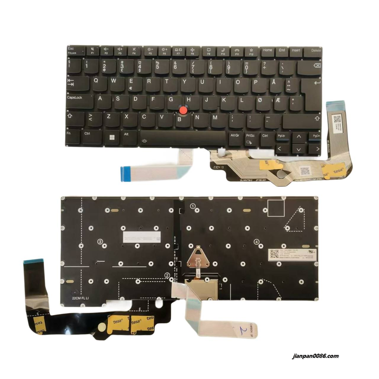 Picture of Original New Norway Layout For Thinkpad T14S Gen4 Black Backlit Laptop Keyboard SG-B1430-2NA 1PE927