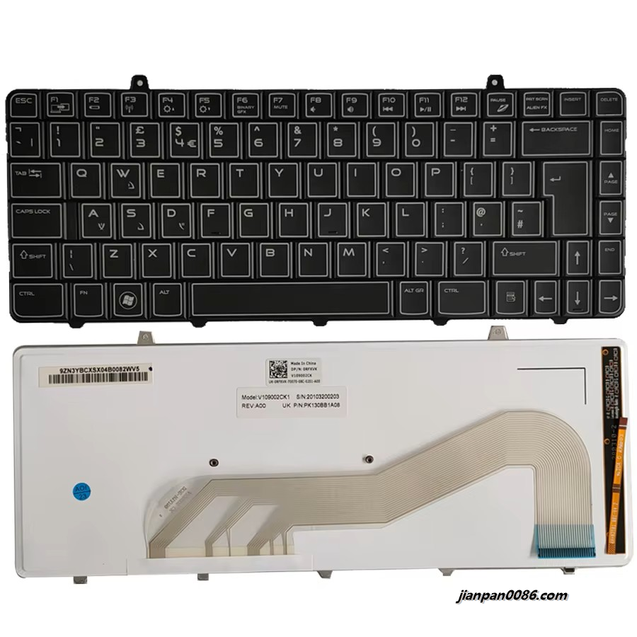 Picture of Original New UK Language For Dell M11X Laptop Backlit Keyboard 0RFXVK V109002CK 7PE290