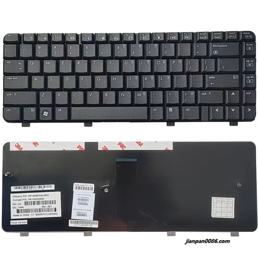 Picture of Original New US Language For HP DV4-1000 Black Laptop Keyboard PK1303V0500 9PTDH3576
