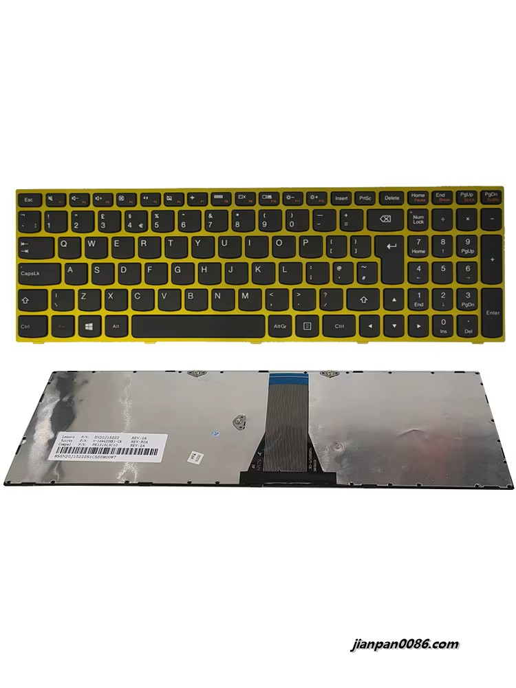 Picture of Oraginal New UK Language For Lenovo G50 Yellow No-Backlit Laptop Keyboard SN20J15222