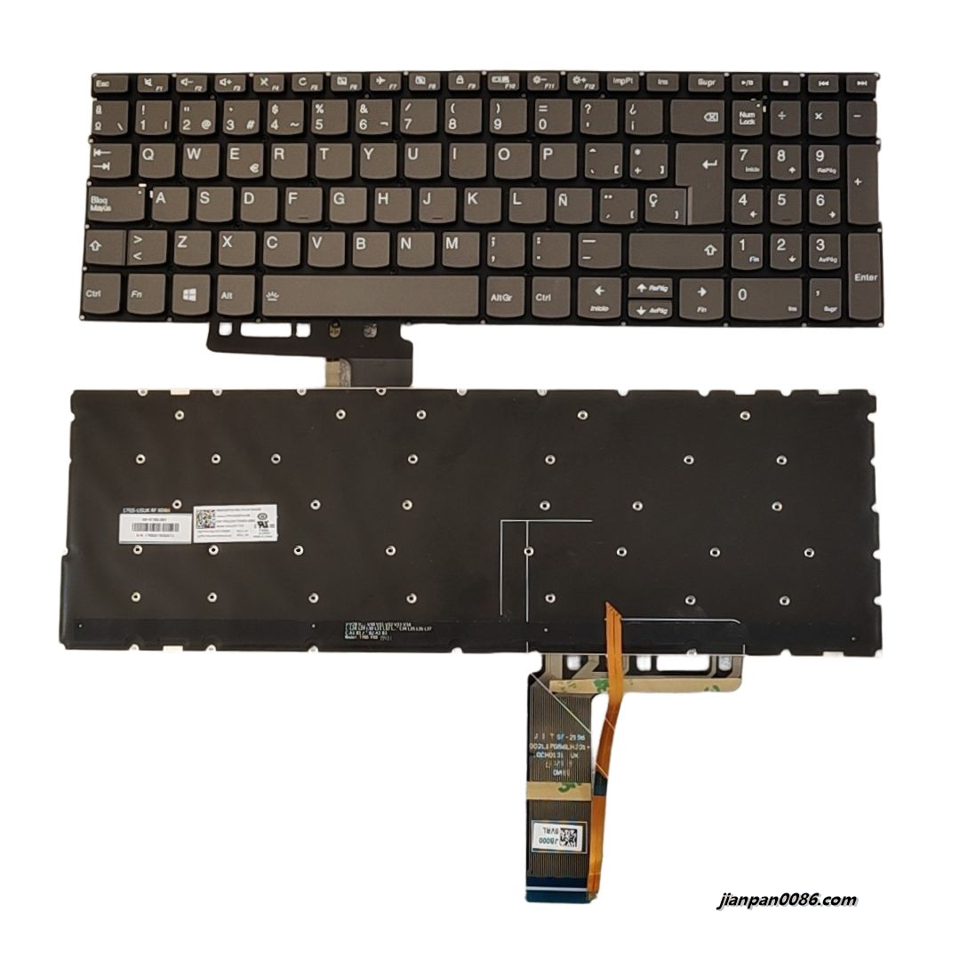Picture of Original New Spanish Language For Lenovo Yoga C740 Gery Backlight Laptop Keyboard LCMG56E0J686C SN20P24168 PK131FH1A12 S424