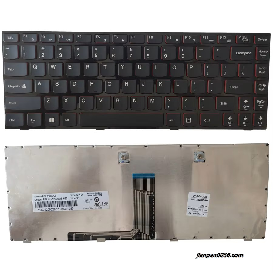 Picture of Original New US Language For Lenovo Ideapad Y400 Y400N Y410P Y430P Black Laptop Keyboard MP12B23US6866PE22