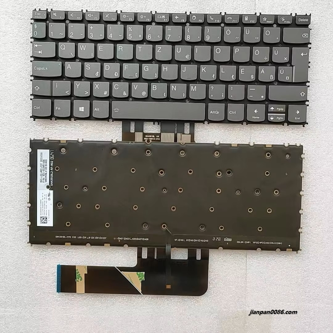 Picture of Original Hungry Language For Lenovo Thinkbook 13S K3-ACN Backlit Grey Laptop Keyboard SG-A2000-2GA SN4391BL SN20Z38102 TDH690