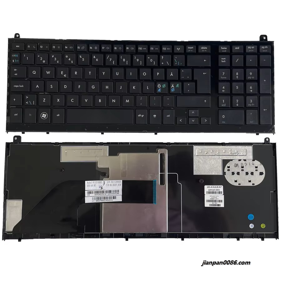 Picture of Original New Northern Europe Language For HP 4520 4520S 4525S 4525 Black Laptop V112130DK1 2PE438