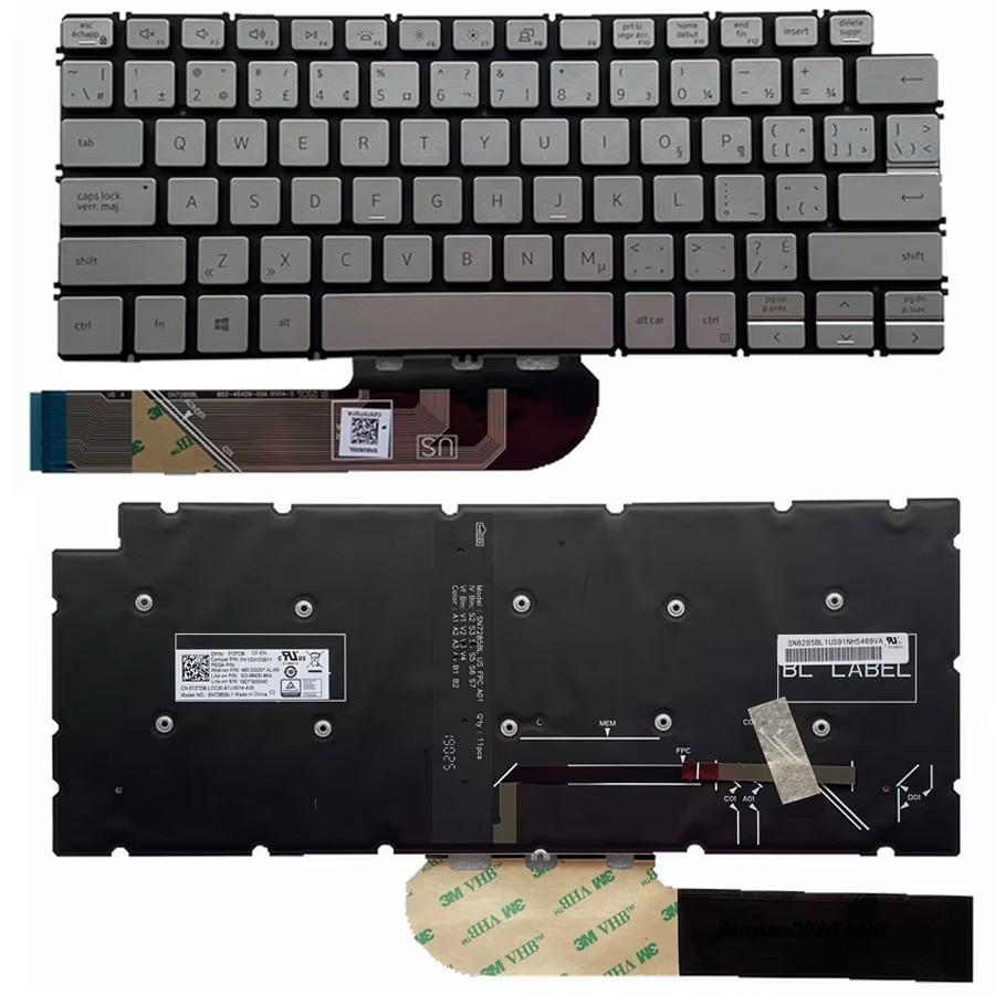 Picture of Original New CanadaFrench Language For Dell Inspiron7490 7391 5300 5490 Silver Backlight Laptop Keyboard SG-98430-86A PK132KD3B