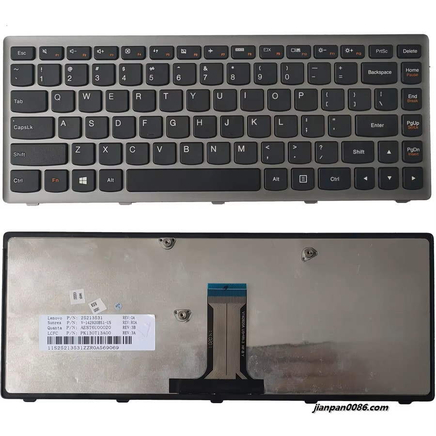 Picture of Original New US Language For Lenovo IdeaPad G400S G400S G400SA G405S Z410 Silver Laptop Keyboard PK130T131A4PE38
