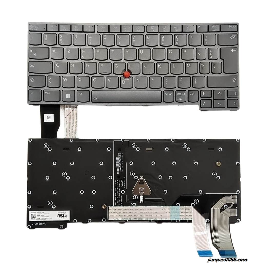 Picture of Original New French Layout For Thinkpad X13 Backlit Laptop Keyboard SN21H77216 FRU PN:5N21H77263 2H-BD6FRL70921 30PF071