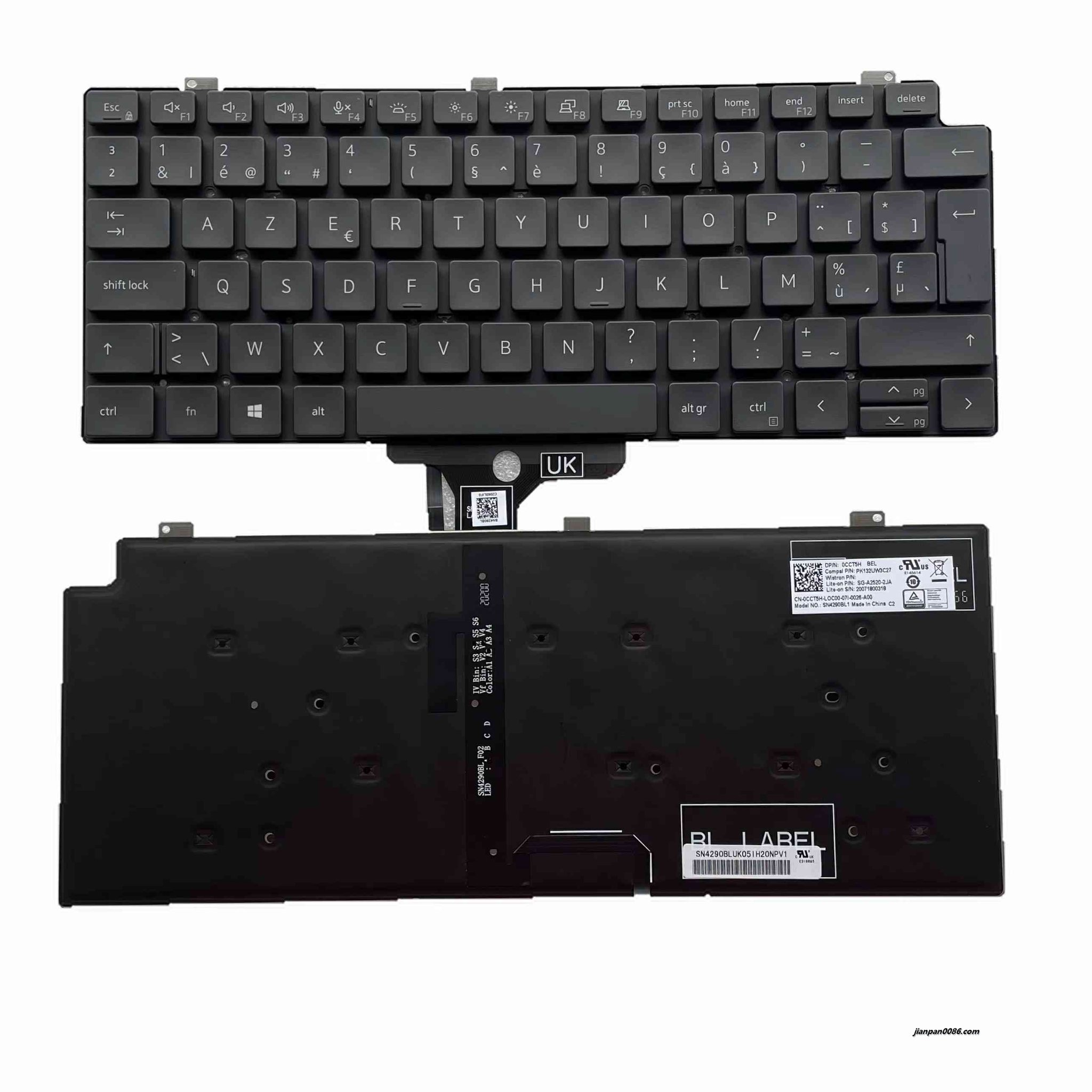 Picture of Original New Belgium Language For Dell Latitude 13-7300 5300 Backlight Laptop Keyboard SG-A2520-2JA PK132UW3C27 0CCT5H 40P11073