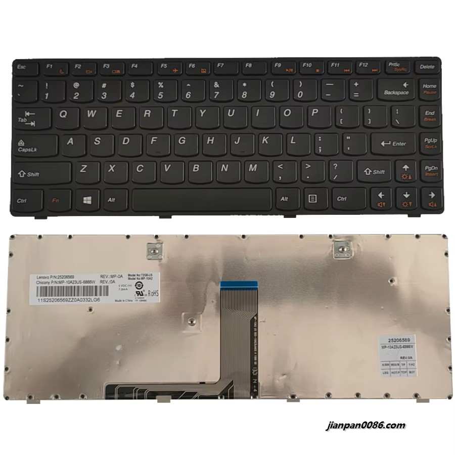 Picture of Original New US Language For Lenovo G480 G480A G485 G485A Laptop Keyboard 25206569 MP-10A2 80PTDH9098