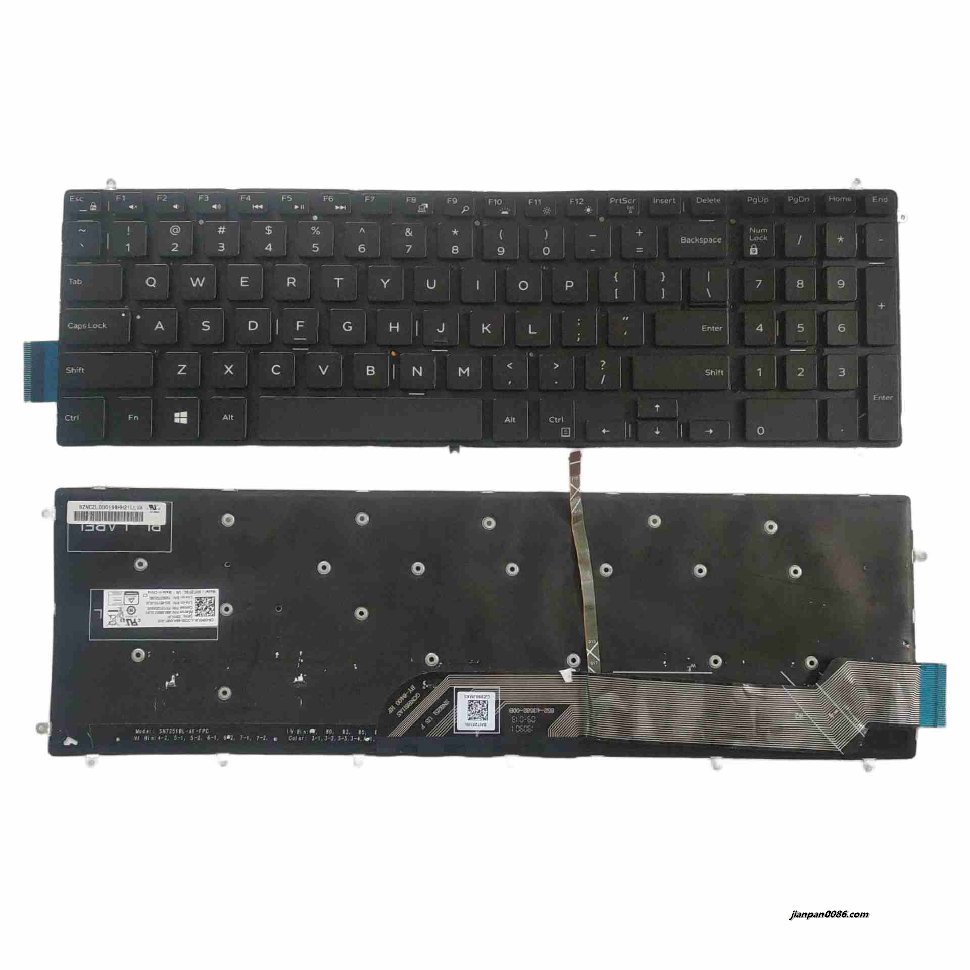 Picture of Oraginal New US Language For Dell Inspiron 7566 7567 7570 7586 Backlit White Word Laptop Keyboard SG-85110-XUA   PK131Q04B00  SN7251BL  TDH4654